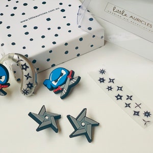 Pack of 5 hearing aid accessory kit (charms) illustrated by artists exclusively for Little Auricles. Tube riders 2.5-3cm in length!