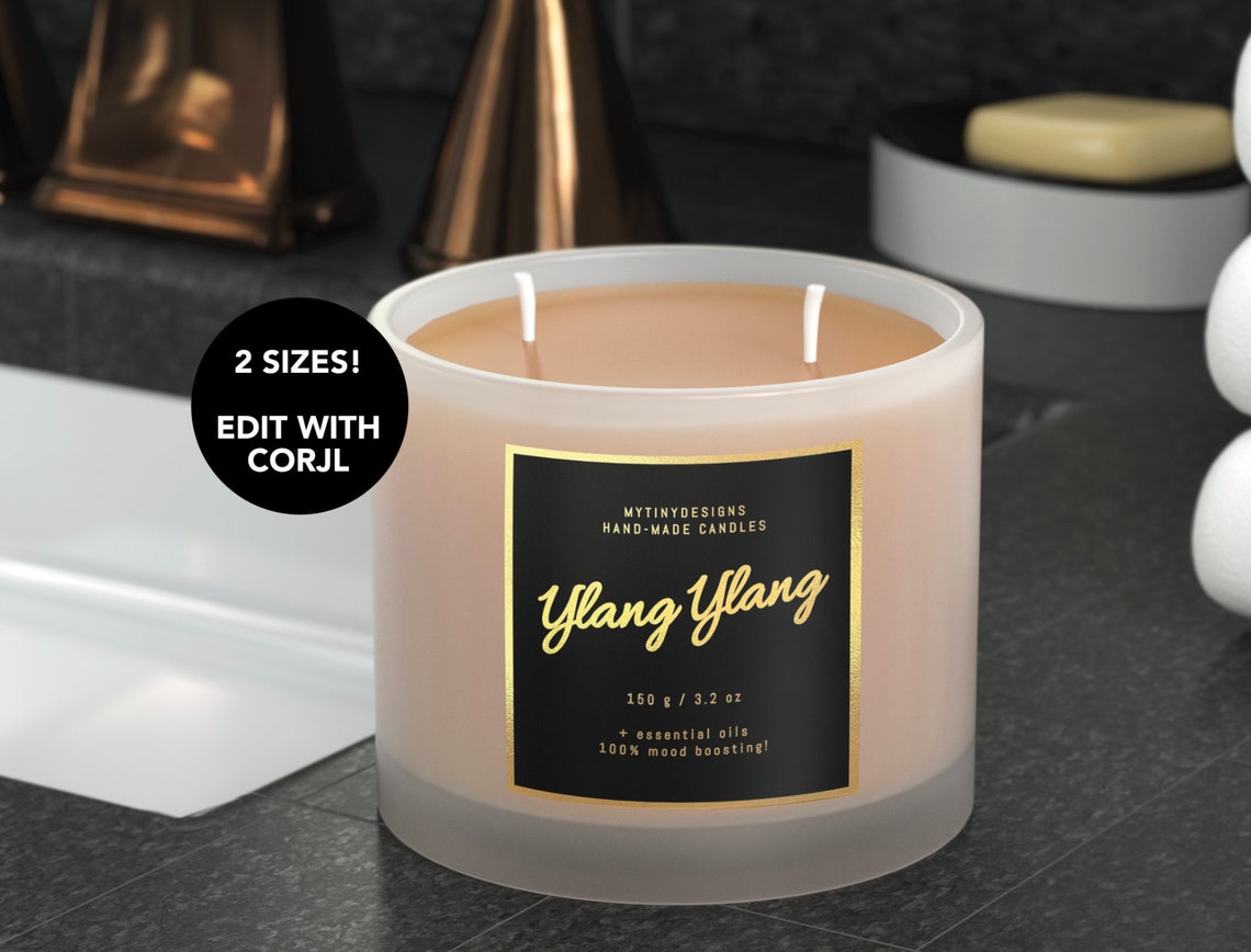 Candle Template Faux Gold Foil / Aesthetic DIY Candle Label / Printable