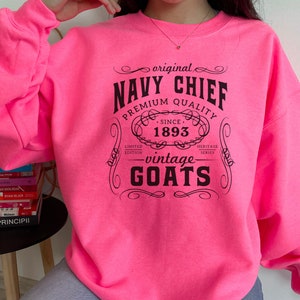 FREE SHIPPING Original Navy Chief Long Sleeve Crewneck Pink