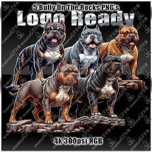 American Bully, on the Rock 5 png per loghi, magliette, stampe, ecc. un regalo gratuito incluso in questo pacchetto