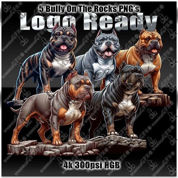 American Bully, on the Rock 5 png's for logos, shirts, prints, etc. a Free Gift included in this Pack