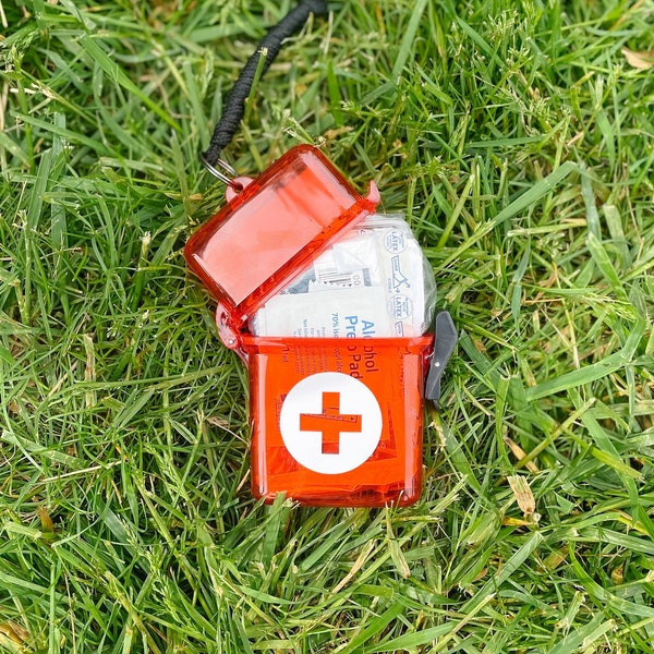 Mini botiquín de primeros auxilios a prueba de agua para mochileros, campamentos, caminatas, kayak, paseos en bote, viajes a la playa, Oh Shit Kit, Bandaid Box, resistente al agua