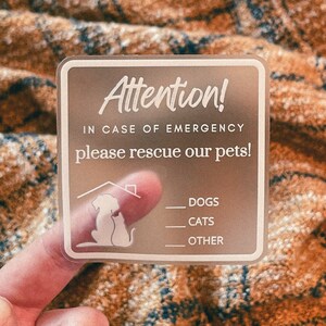 3 PACK Pet Emergency Rescue Sticker, Save Our Pets, Dog or Cat Rescue ...