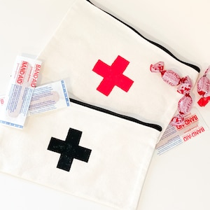 Botiquín de primeros auxilios, bolsa de lona de algodón natural, primeros auxilios de bolso, regalo para ella, coche, bolsa de pañales, camping, viajes, persona al aire libre, práctico