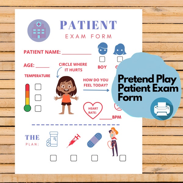 Doctor or Nurse Pretend Play Digital File, Preschool Printables, Dress Up, Patient Checkup, Kids Downloads, Pre-K Homeschool, Montessori PDF