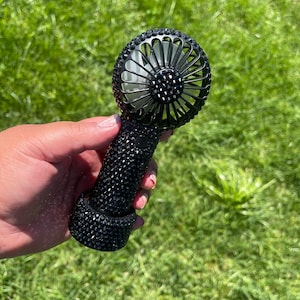 Bling Personal Fan with stand/ Pink AB bling / Small Desk Fan Bling / Bling Handheld Fan Black