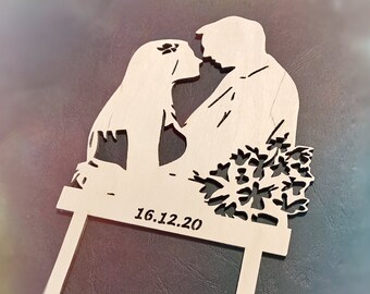 Cake Topper Cake Plug Caketopper Personalized for Wedding In Love with Date or Names Wooden Cake Decor Custom , Produced in Germany