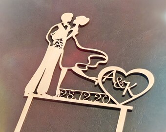 Cake Topper Cake Plug Caketopper Personalized for Wedding In Love with Date and Names Wooden Cake Decor Custom , Produced in Germany