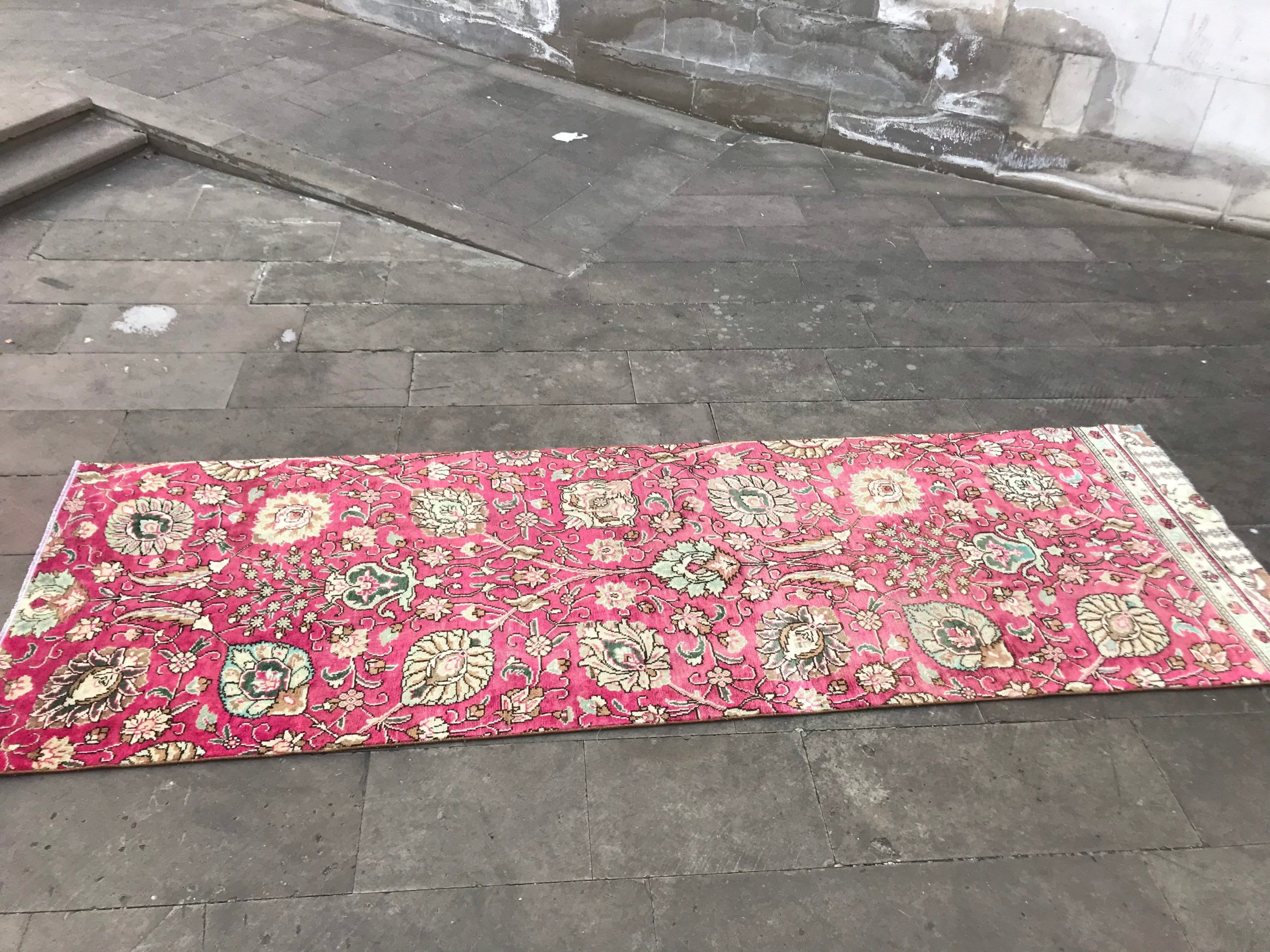 Pink Runner Rug Corridor Rug HandKnotted Hallway Rug thin Etsy
