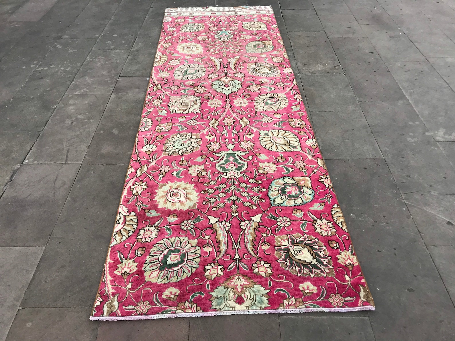 Pink Runner Rug Corridor Rug HandKnotted Hallway Rug thin Etsy