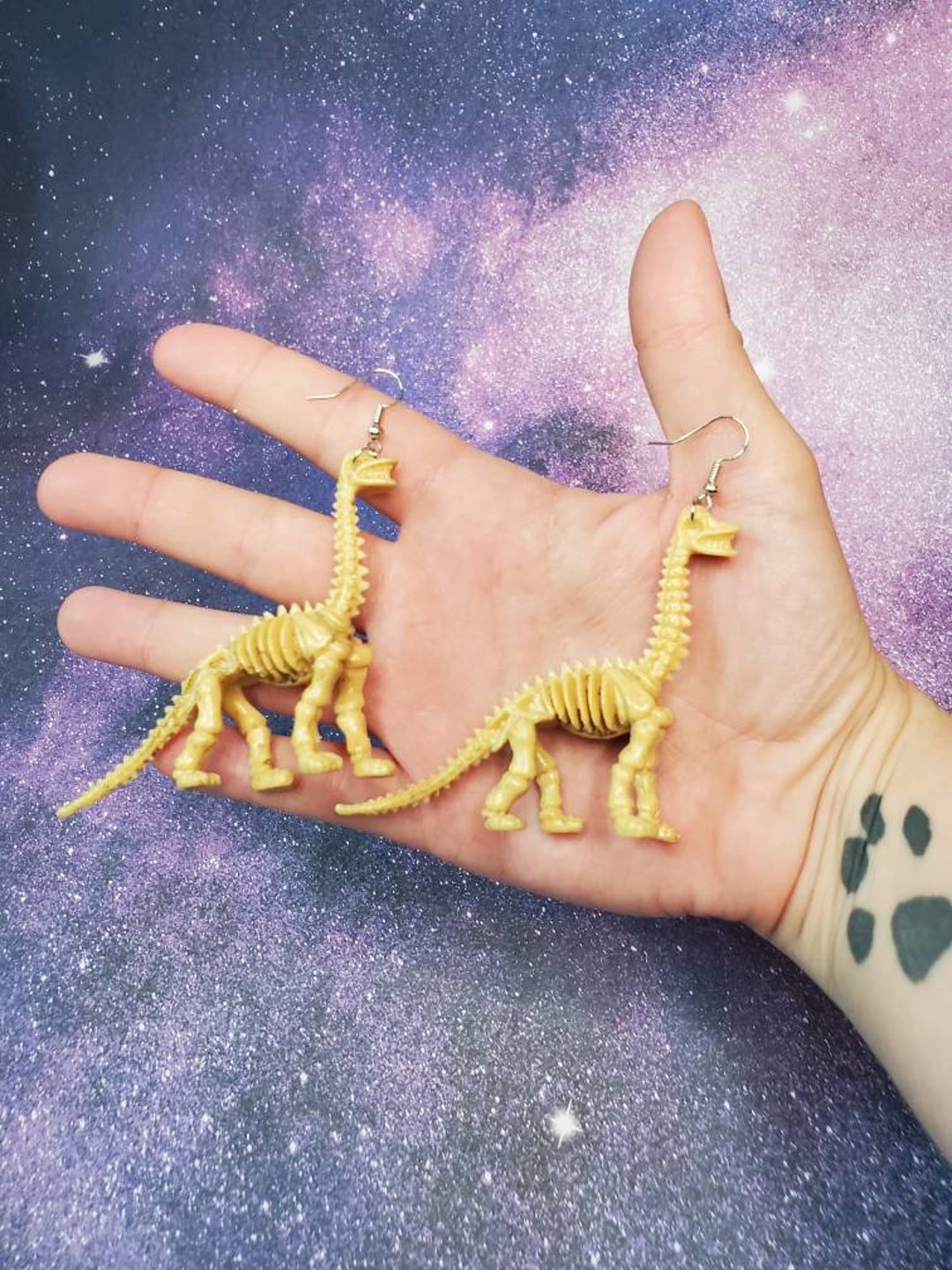 Dinosaurier Skelett Ohrringe, Nickelfreier Schmuck, Paläontologie