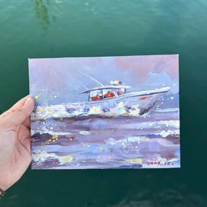 Original acrylic boat painting 6x8 inches