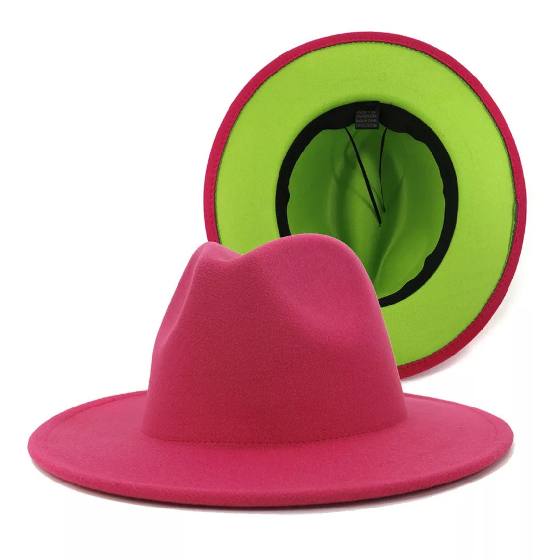 Pink and green fedora. Lime green hat. AKA hat. Sorority color Etsy