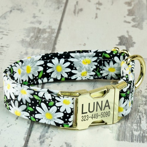 Daisy Floral Dog Collars W/ Metal Buckle HAND MADE Custom Etsy