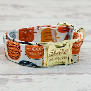 Handcrafted Pumpkin Style Dog/Cat Collar with Custom Engraving - 1" or 5/8" wide Designer Collar