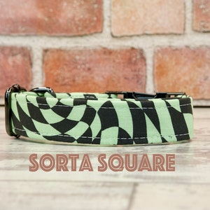 Collar y correa para perros o gatos a cuadros verdes con hebilla de metal o plástico / HECHO A MANO / Collar personalizado grabado a medida / 1" o 5/8" de ancho