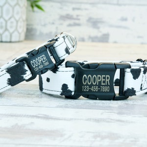 5/8 width or 1 inch width, Cow Dog style Dog Collar w/ metal buckle, HAND MADE , Custom Engraved Personalized Collar, 1 inch wide,