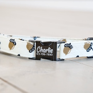 Acorn Dog Collar w/ metal buckle or plastic | HAND MADE | Custom Engraved Personalized Collar | 1 inch wide | designer collars