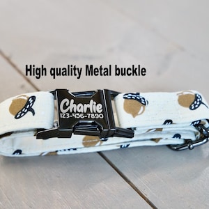 Acorn Dog Collar w/ metal buckle or plastic | HAND MADE | Custom Engraved Personalized Collar | 1 inch wide | designer collars