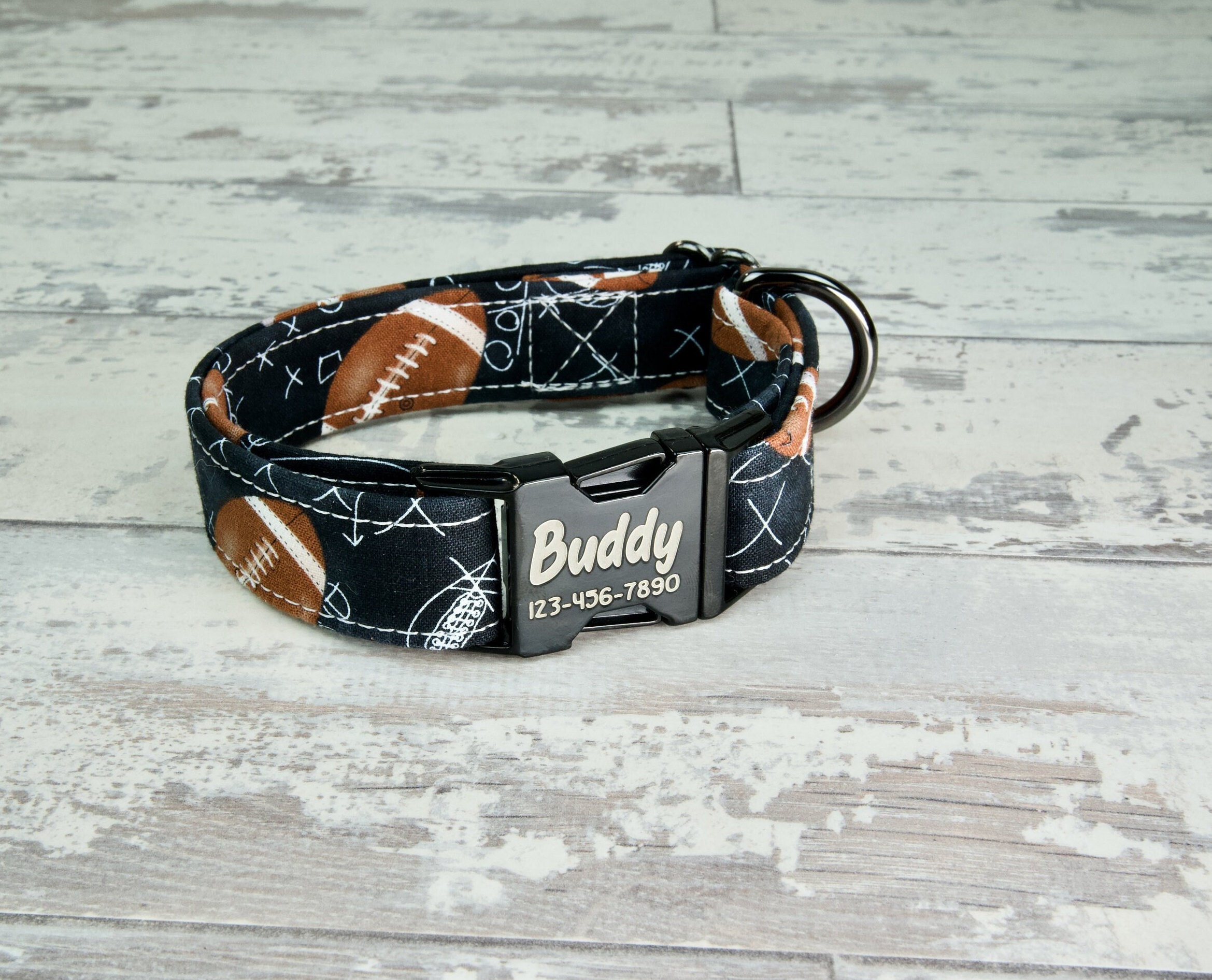 Football Dog Collar w/ metal buckle HAND MADE Custom Etsy