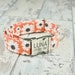 Peach Daisy Floral Dog Collar w/ metal buckle or plastic, HAND MADE , Custom Engraved Personalized Collar, 1 inch wide, designer collars 