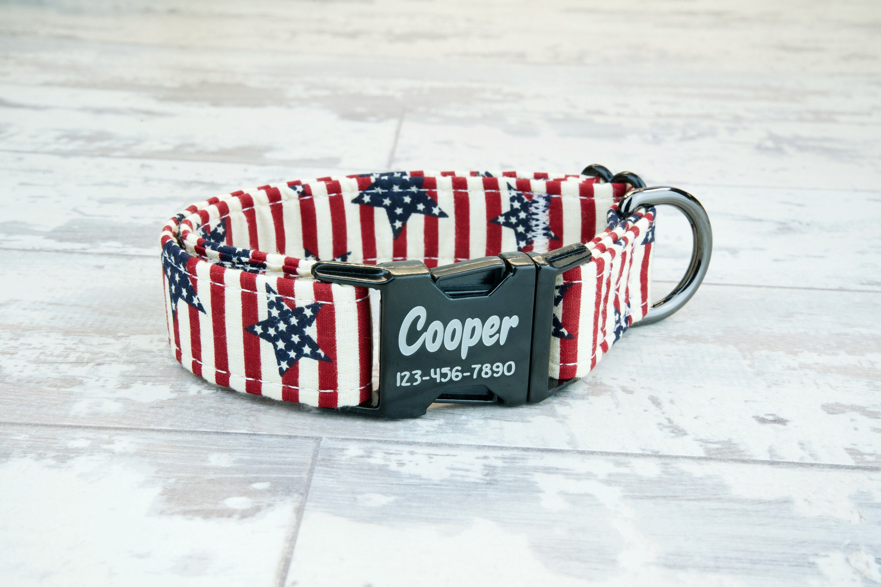 BoomBone Patriotic Cat Collar Breakaway with Bell and American Flag Charm,Puppy Collars for Small Dogs 