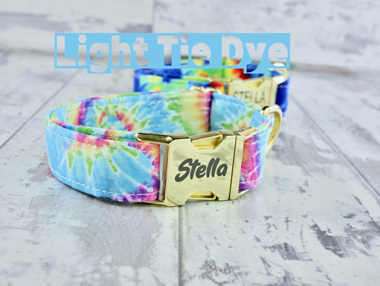 Rainbow Tie Dye Dog Collar Engraved Dog Buckle 1 Inch Dog Etsy