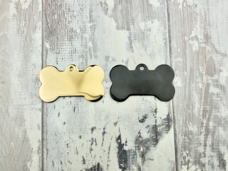 Black or Gold Stainless Steel Dog Tag, Bone Shape, Custom Mountain Style ID Tags, Personalized Outdoor Dog Name Tag, Engraved Pet Tag image 8