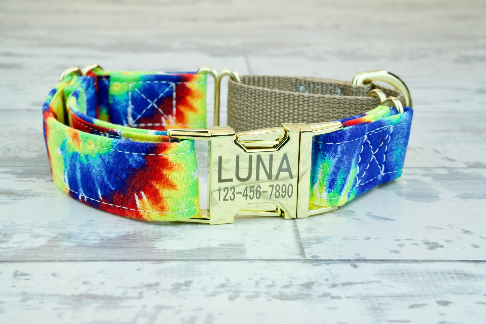 Tie Dye Dog Collar W/ Metal Buckle Martingale HAND MADE Etsy