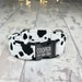 Cow Dog style Dog Collar w/ metal buckle, HAND MADE , Custom Engraved Personalized Collar, 1 inch wide, designer collars 