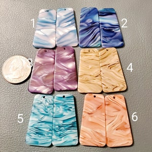 Schönes Paar marmorierte rechteckige Form Platten-Cabochons/Harz-Platten/Acryl-Platten-Zentren/Perlenzubehör/Schmuckherstellungsmaterialien
