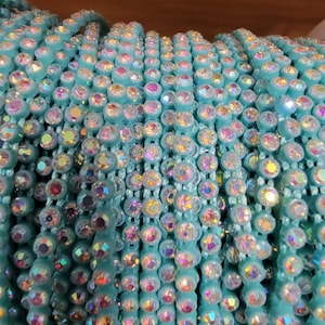 Beautiful SS8 Turquoise  AB Plastic Rhinestone Banding/Decorative Trim/Embellishment/Beading Supplies/Jewelry Making/Craft Supplies/Sewing