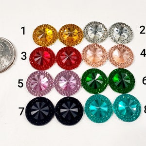 Pair of 12mm Acrylic Centers/Resin Cabochons/Gems/Beading Supplies/Jewelry Making Materials