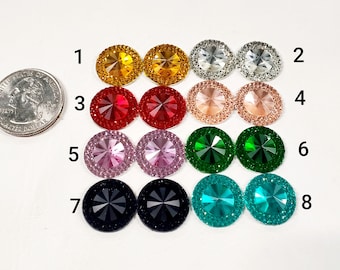 Pair of 12mm Acrylic Centers/Resin Cabochons/Gems/Beading Supplies/Jewelry Making Materials