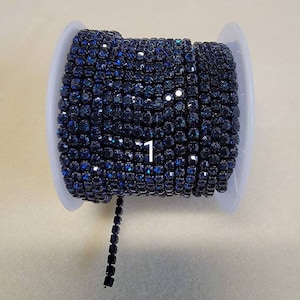 Selection of blue metal ss8 rhinestone banding trim for jewelry making