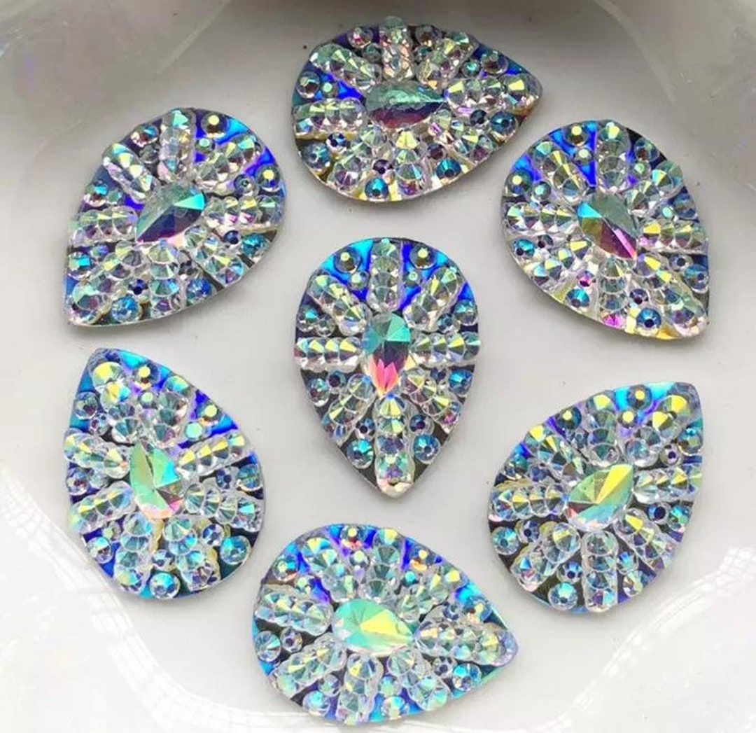 AB Pear Shape Acrylic Crystal Centers set of 2/jewelry Making Supplies