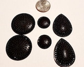 Set of Three Assorted Pairs Black Cabochons Beading Supplies Jewelry Making Acrylic Centers Native American Beading Supplies Gems