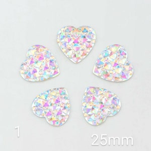 Lindo conjunto de cabochões de coração de acrílico AB/corações de resina/materiais de miçangas/pedras preciosas de coração de plástico/materiais de costura