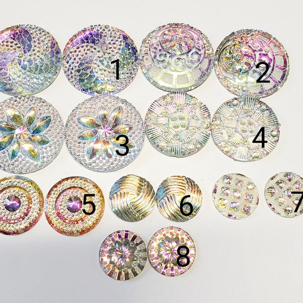 Pair of AB Round Cabochons/Jewelry Supplies/Beading Supplies/Acrylic Centers/Craft Supplies