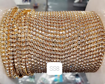 Schöne SS8 Klar Strass Metall Streifen/Dekorative Trim/Verzierung/Perlen Zubehör/Schmuckherstellung/Handwerk Zubehör/Nähen