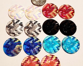 Round Acrylic Hummingbird Cabochons/Native American Beading Supplies/Acrylic Centers./ Jewelry Making/Craft Supplies