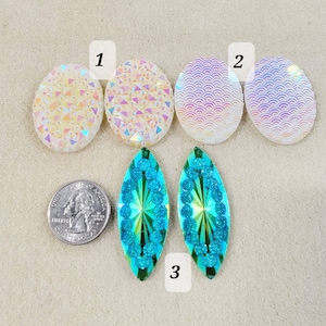 Pair of Beautiful Acrylic cabochons/Beads/Gems/Beading Supplies/ Resin Centers/Jewelry Making Materials