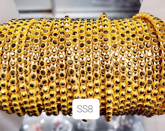 Beautiful SS8 Gold/Yellow Plastic Rhinestone Banding/Decorative Trim/Embellishment/Beading Supplies/Jewelry Making/Craft Supplies/Sewing