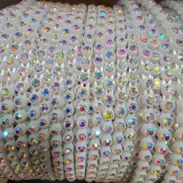 Beautiful SS8 White AB Plastic Rhinestone Banding/Decorative Trim/Embellishment/Beading Supplies/Jewelry Making/Craft Supplies/Sewing