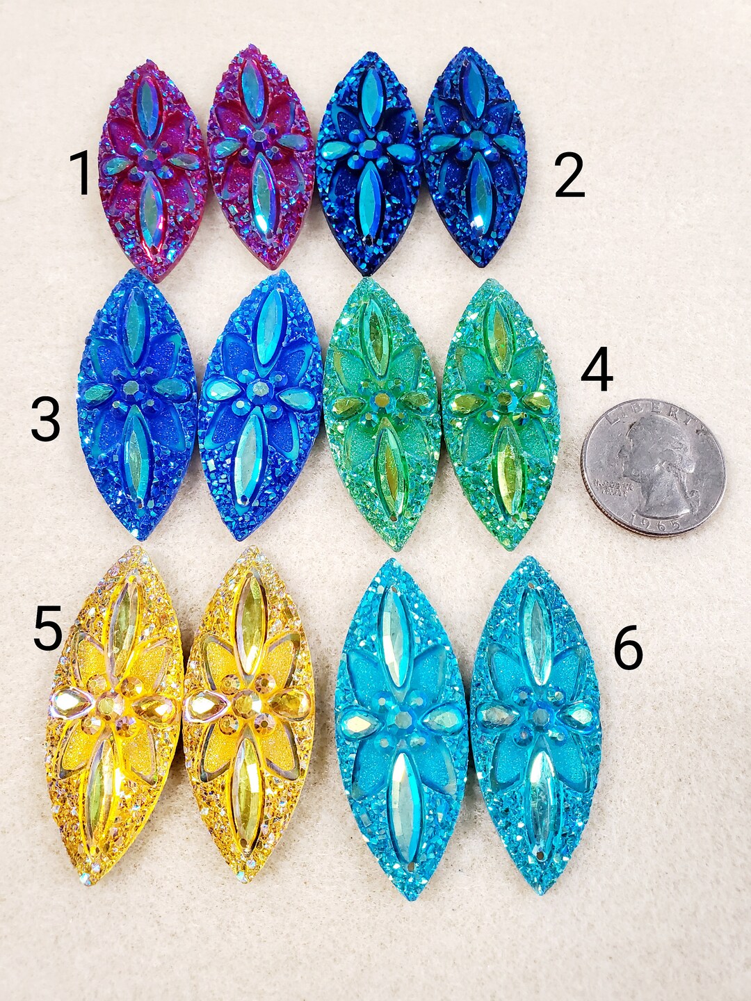 Pair or Complete Set of Acrylic Cabochons/cabs/beading Supplies/resin