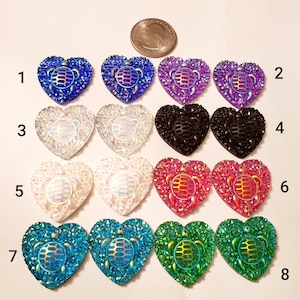 Ensemble de cabochons de tortue coeurs/fournitures de perles/centres en résine/cabochons de tortue 25 mm/cabines en acrylique