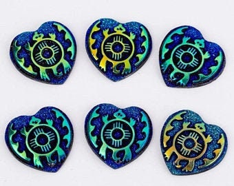 Turtles-Set of 25 mm Heart Shape Resin Sew On Cabochons/Native American Beading/Jewelry Making/Beading Supplies/Scrapbooking