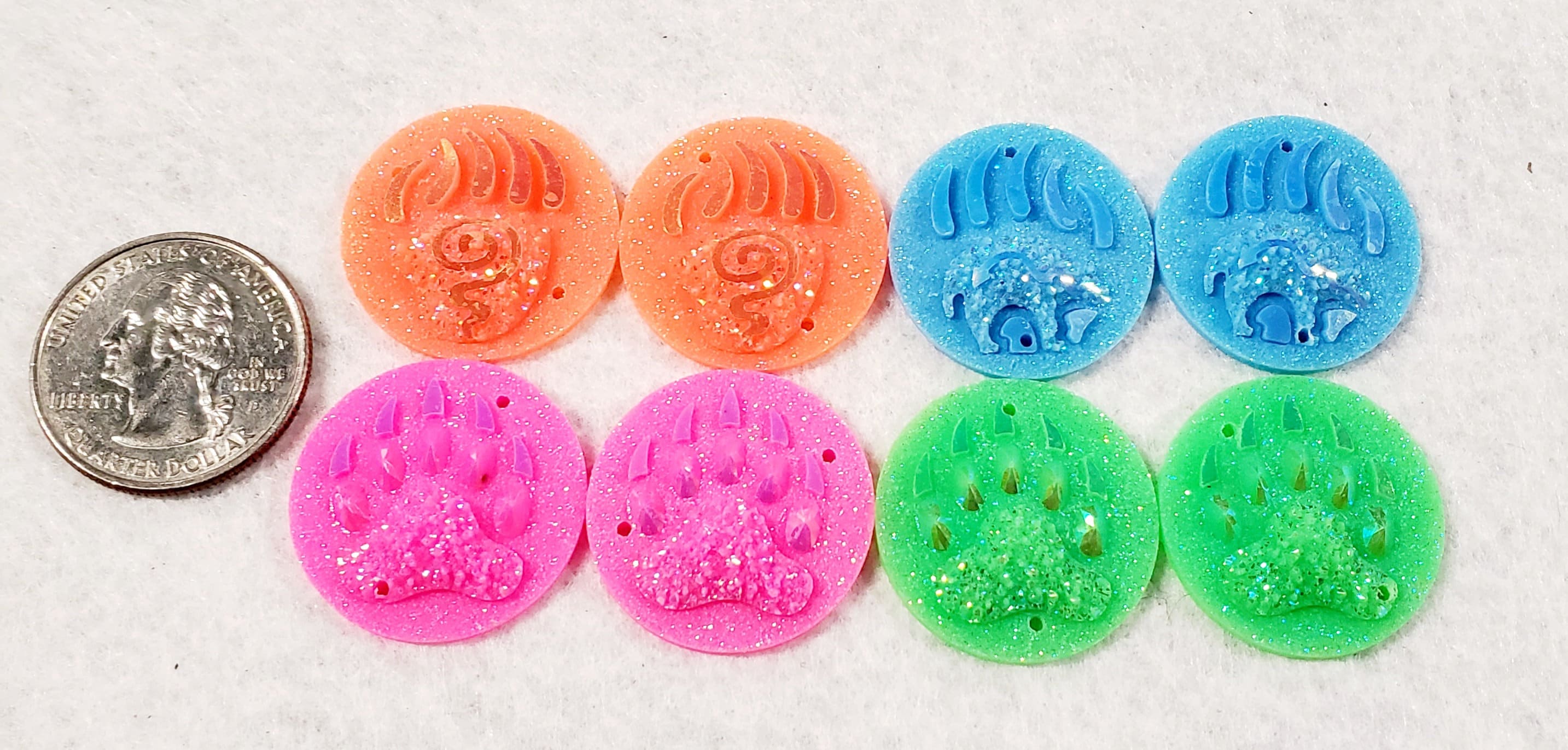 Set of Two Beautiful Neon Color Bear Paws/Beading Supplies/Native Ame…
