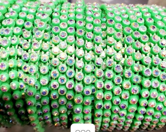 Beautiful SS8 Light Green Plastic Rhinestone Banding/Decorative Trim/Embellishment/Beading Supplies/Jewelry Making/Craft Supplies/Sewing