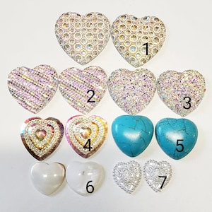 Variedade de cabochões em formato de coração/fabricação de joias/materiais para miçangas/pedras preciosas/materiais para artesanato/vendidos por par
